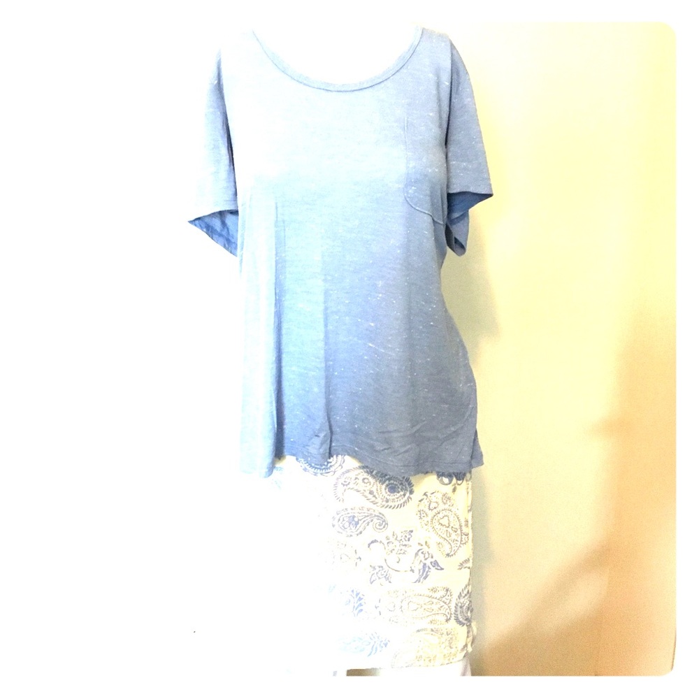 LuLaRoe Cassie Skirt Paisley Pattern S & Blue Top